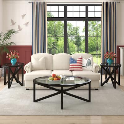 Modern simple glass coffee table, terrace study coffee table