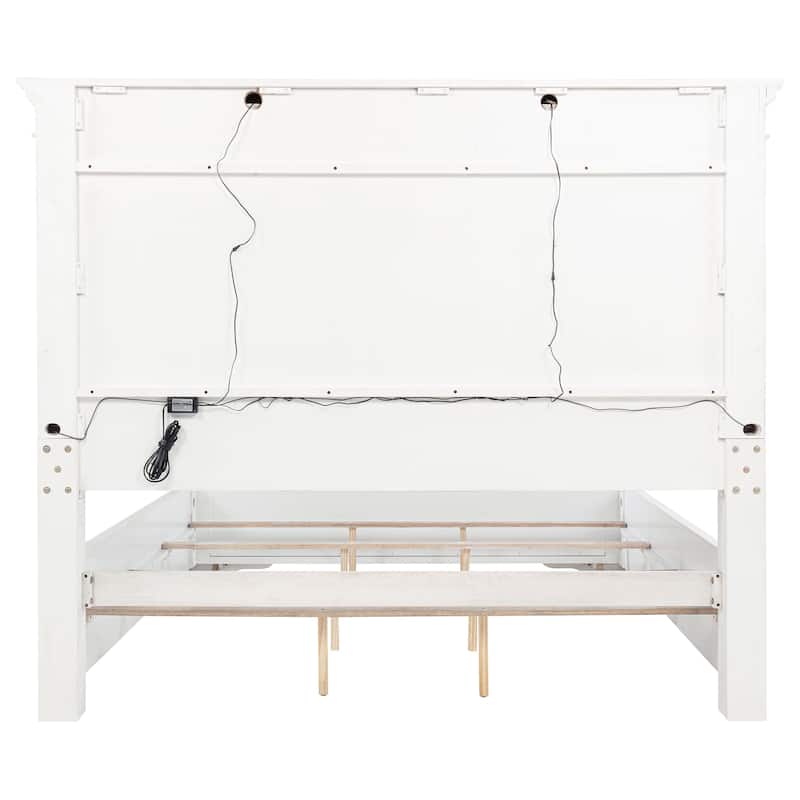 McKinney LED Light Panel Bed Vintage White