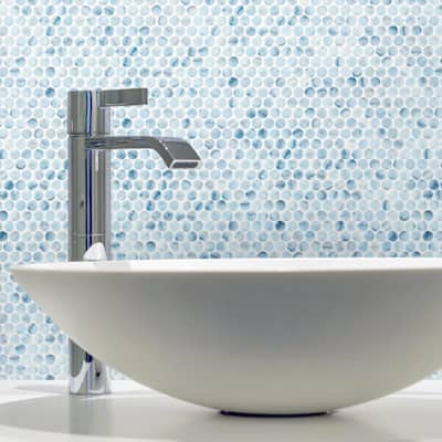 The Tile Life Eterna Penny 12x12 Blue Round Glass Mosaic Floor, Wall & Backsplash Tile