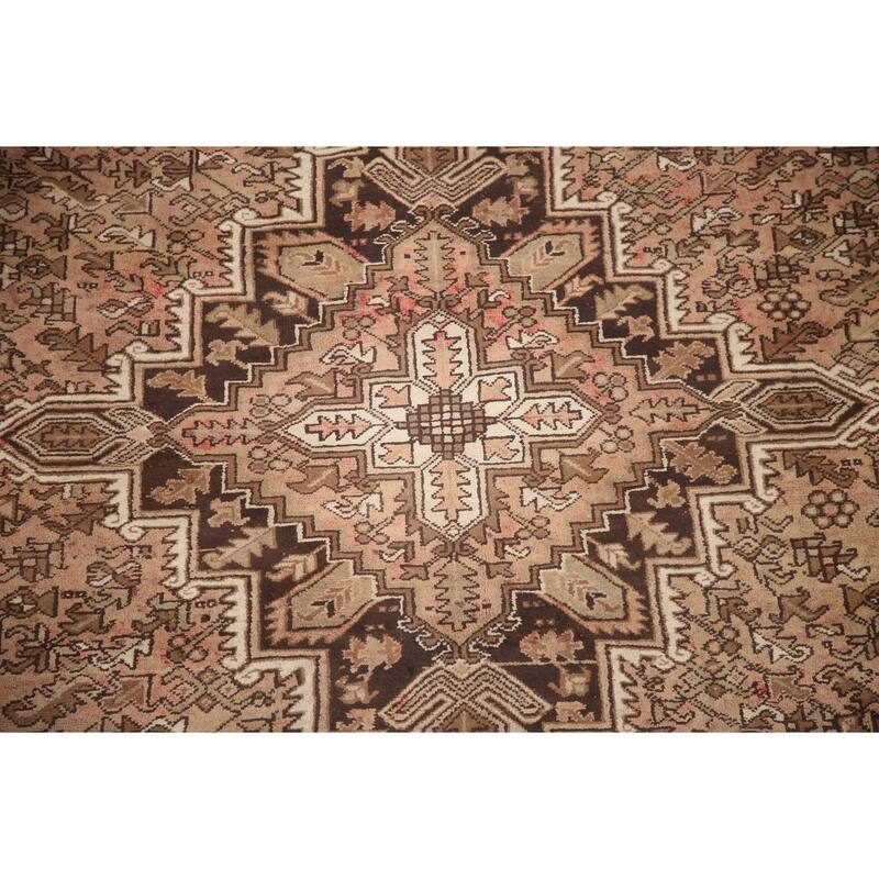 Hand Knotted Oriental 100% Wool Carpet Traditional Medallion Pink Heriz Area Rug - 11' 5'' X 8' 4''