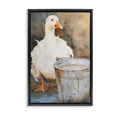 Stupell Duck & Country Pail Framed Floater Canvas Wall Art Design By Stephanie Fielden