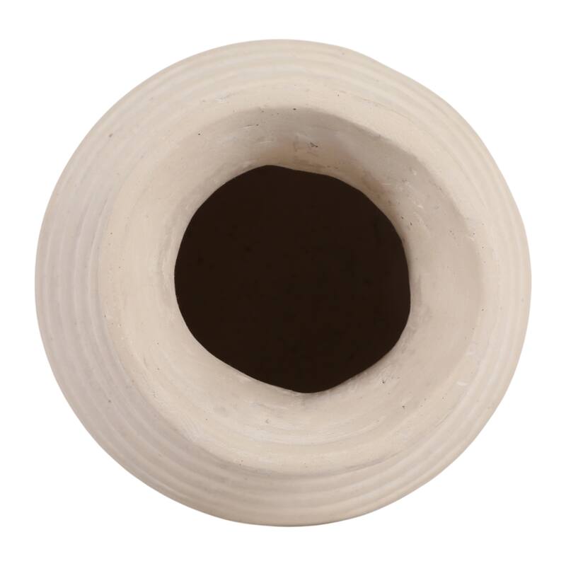 Sculptural Ribbed Paper Mache Table Vase - Stylish Tall Flower Vase