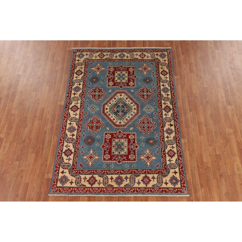 Light Blue Kazak Rug Handmade Oriental Wool Carpet - 5'0" x 7'4"