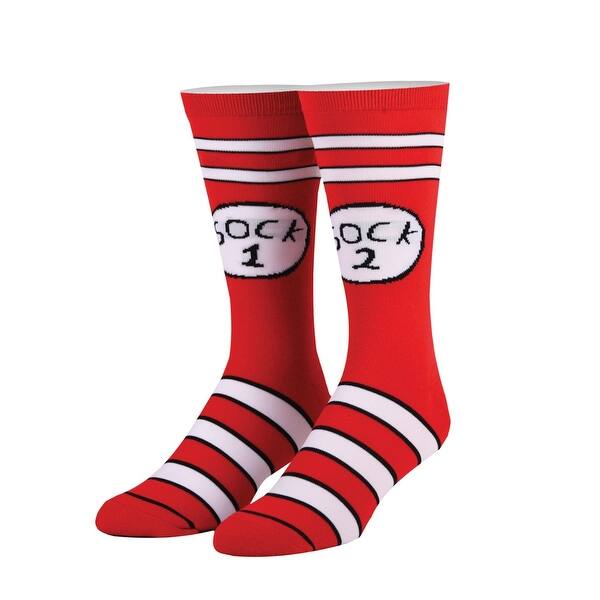 Shop Cool Socks Men S Dr Seuss Sock 1 2 Crew Socks Thing 1 Thing 2 Design Red One Size Overstock 30355500
