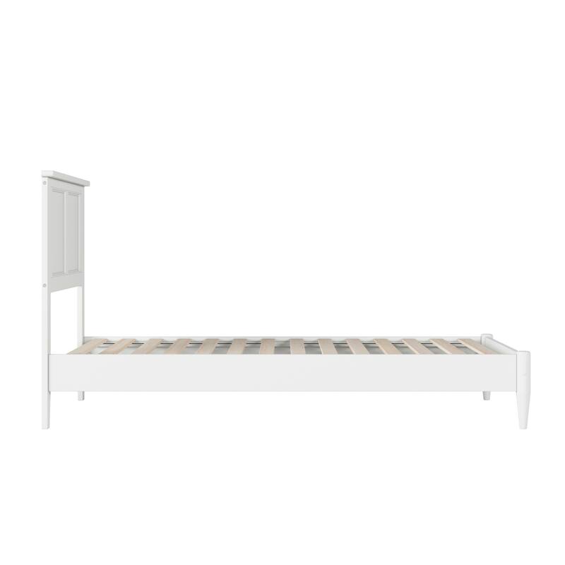 Modern Platform Bed - Solid Wood Low Profile Twin Bed Frame - White Finish