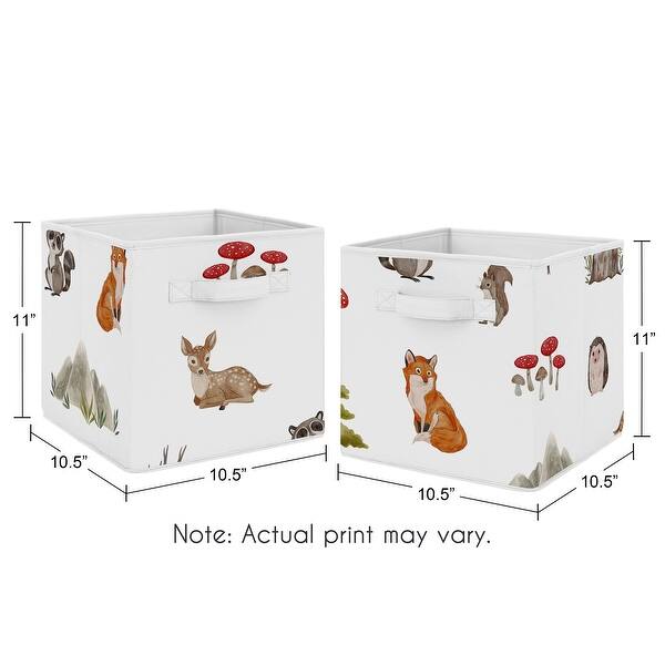 Sweet Jojo Designs Woodland Forest Animals Boy Girl Gender Neutral Unisex Foldable Fabric Storage Bins Friends Bear Watercolor