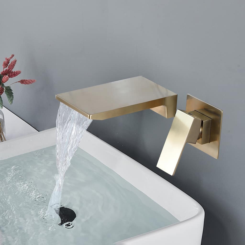 Modland Wall Mounted Bathroom Waterfall Faucet Widespread with 3.7''W Spout