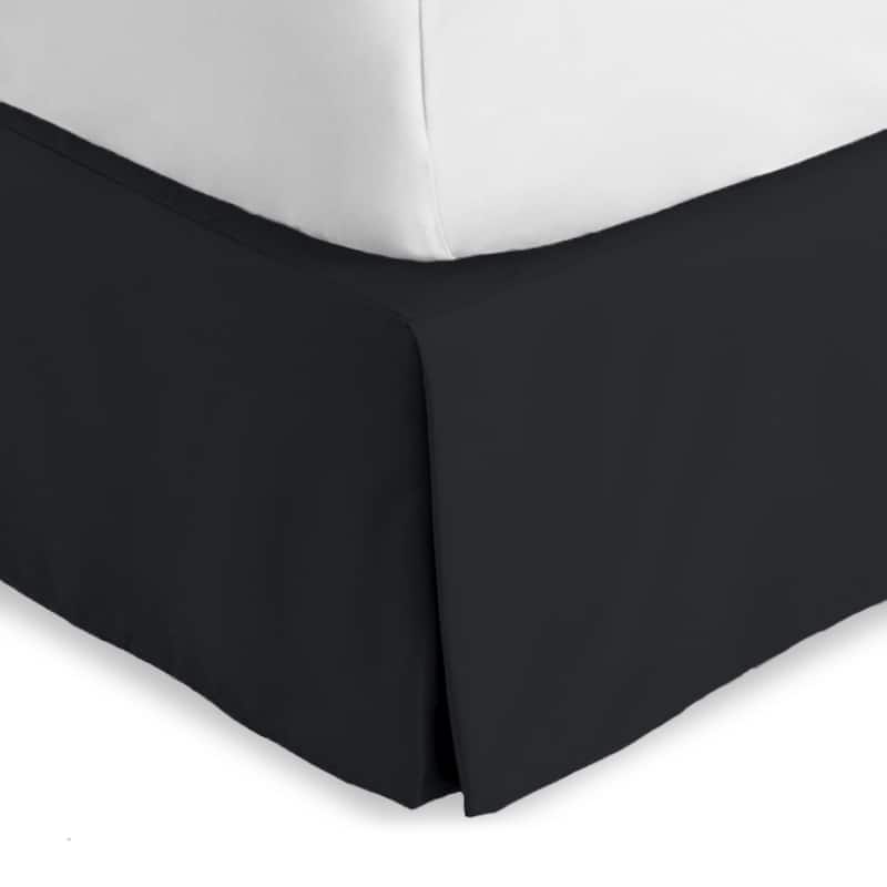 Bare Home Pleated Bed Skirt - 15-Inch Tailored Drop Easy Fit - Twin - Black