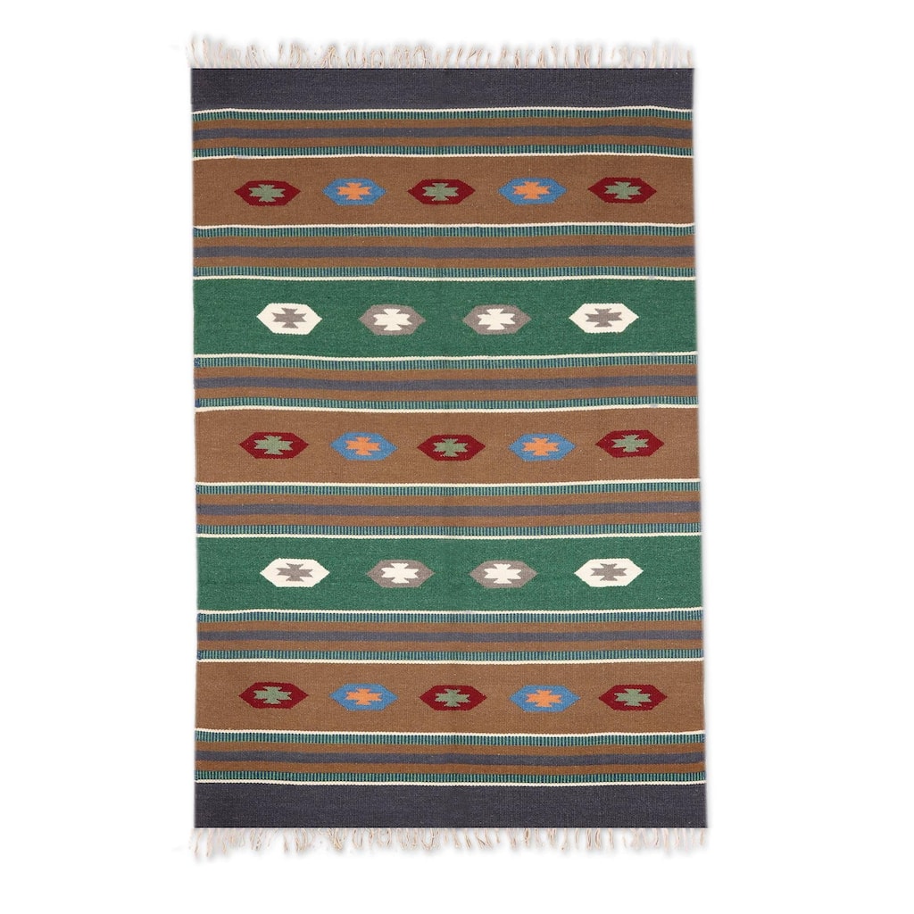Handmade Song of Stars Wool area rug (India) - Big