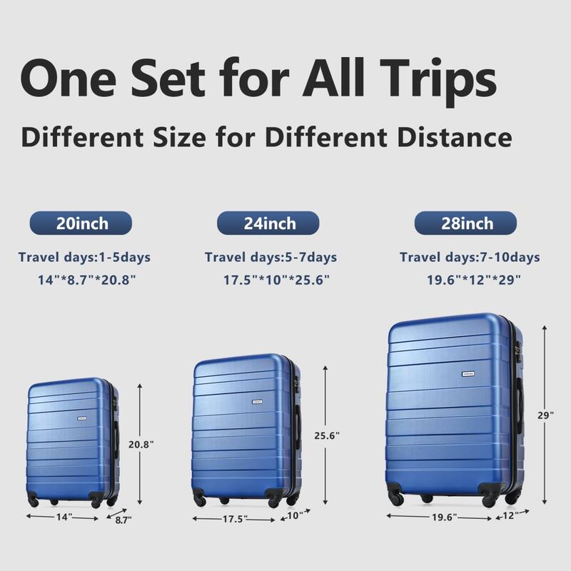 3pcs Luggage Sets Expandable Hardshell Lightweight Durable Suitcase Set Spinner Wheels Suitcase with TSA Lock