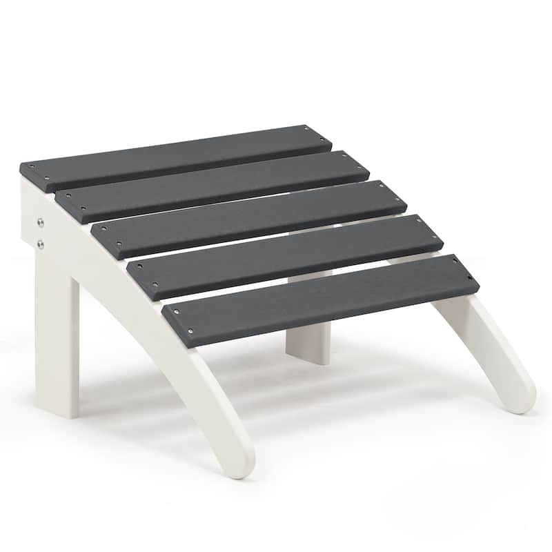 Aoodor Outdoor Adirondack Ottoman - Weather-Resistant HDPE Patio Footrest for Ultimate Relaxation - Grey