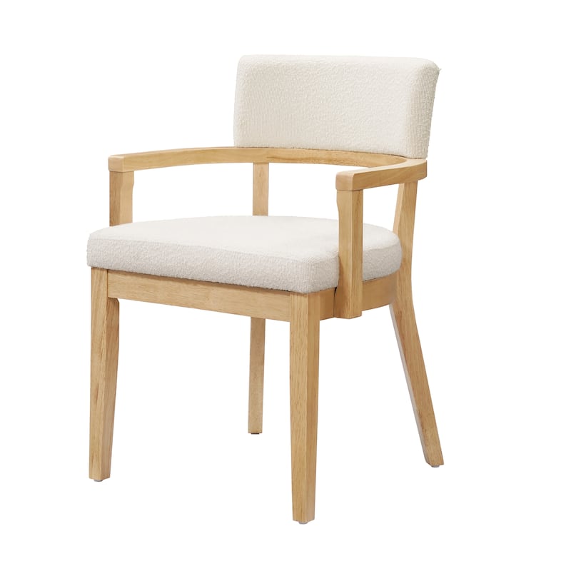 Christopher Knight Home - Mid-Century Modern Boucle Upholstered Dining Chair Set with Wood Frame - Set of 2
