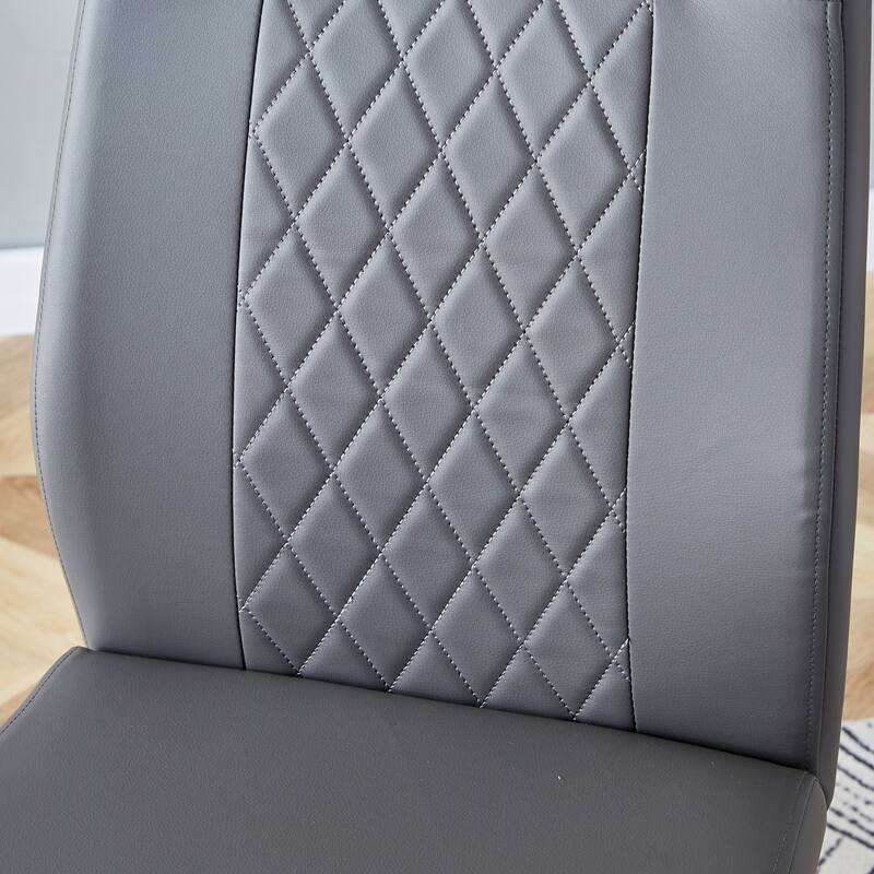 Leather Dining Chair Set of 6 Office Chair with C-Shaped Metal Legs