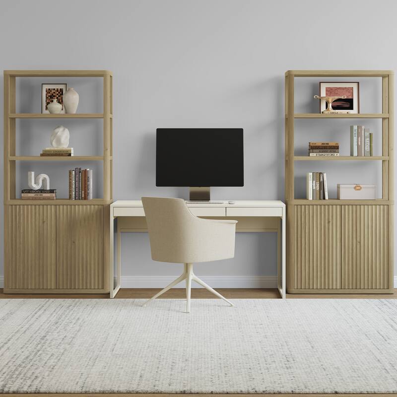 70.8"H Shelving Unit with 2 Doors:Transforming Kitchen and Study Spaces
