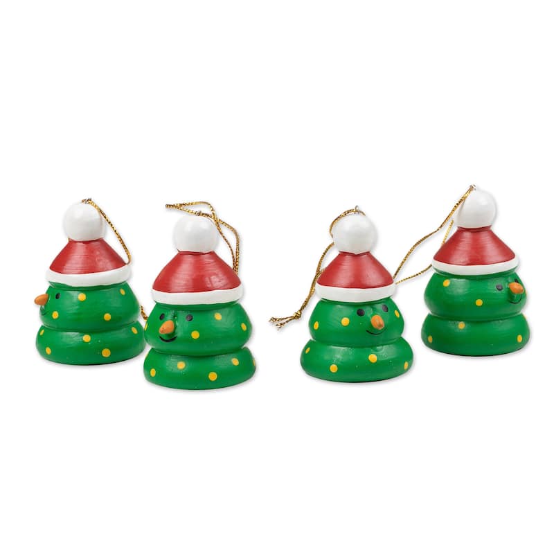 Novica Handmade Santa Pines Wood Ornaments (Set Of 4)