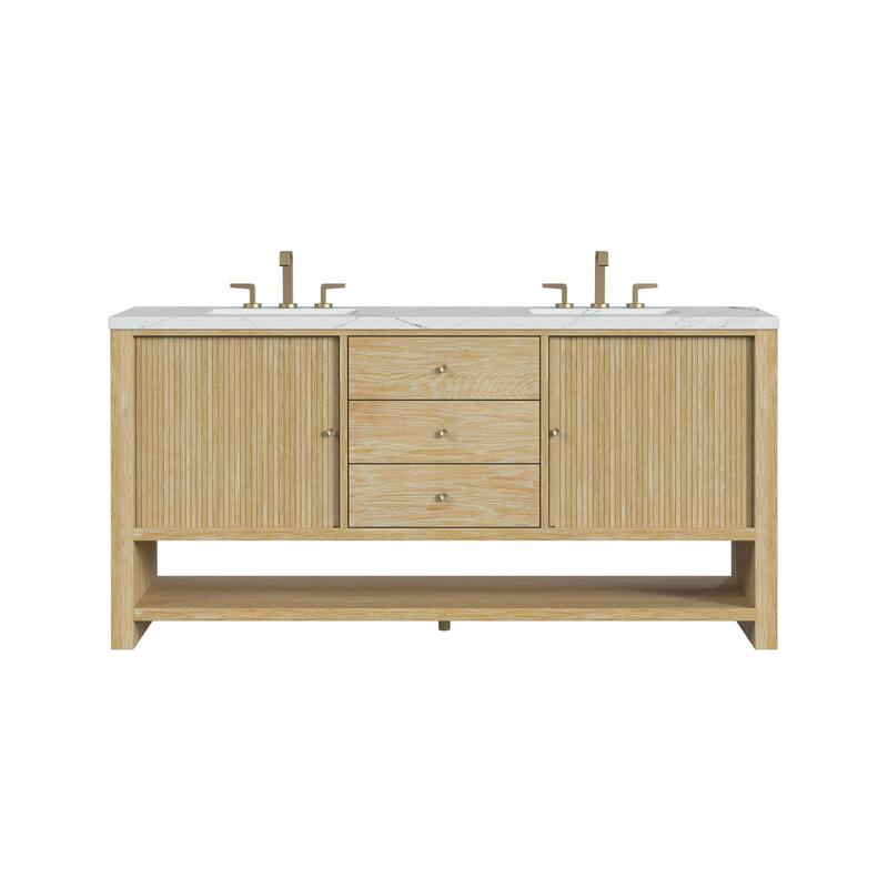 James Martin Vanities Marigot Single 72" Double Vanity, Sunwashed Oak - Ethereal Noctis