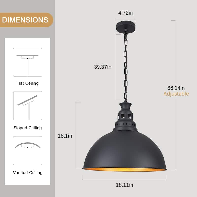 Stylish and minimalist single-light gray metal pendant lamp with an arched metal lampshade