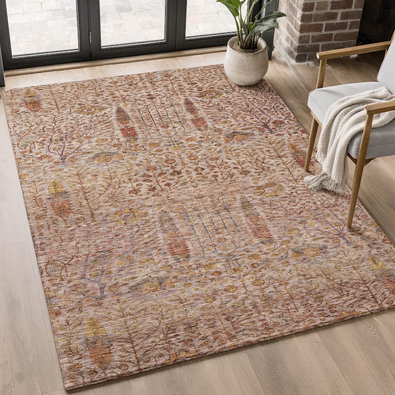 Premium Washable Super Soft Global Ravey Mayfield Rug - Terracotta - 8' x 10'