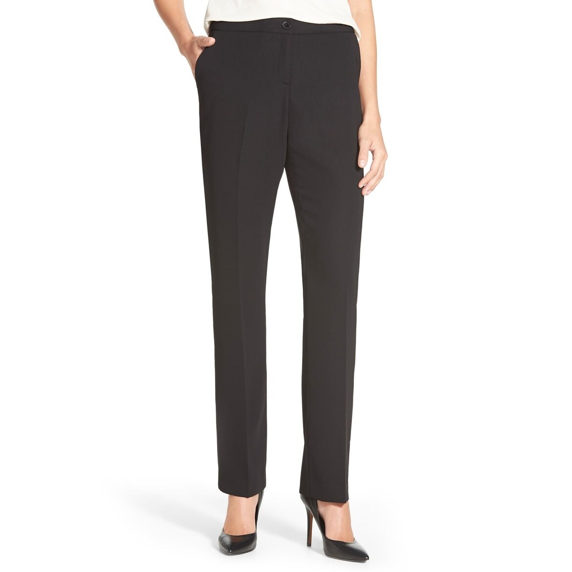 Shop Ivanka Trump Women S Dress Pants Black Size 10x34 Straight Leg Solid On Sale Overstock 29096876