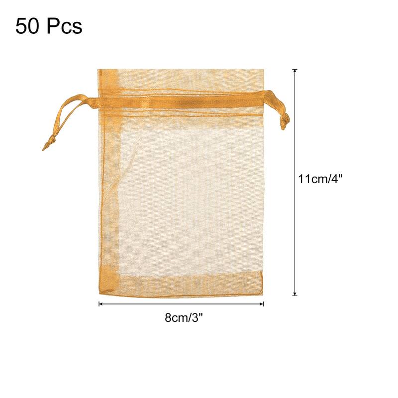 50pcs Organza Bags Drawstring Favor Pouches Sheer Mesh Bag for Gift