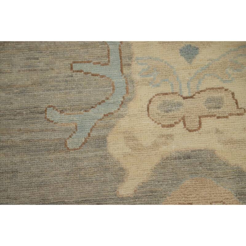 Hand Knotted Oriental 100% Wool Carpet Transitional All-Over Greys & Charcoal Oushak Area Rug - 13' 6'' X 9' 11''