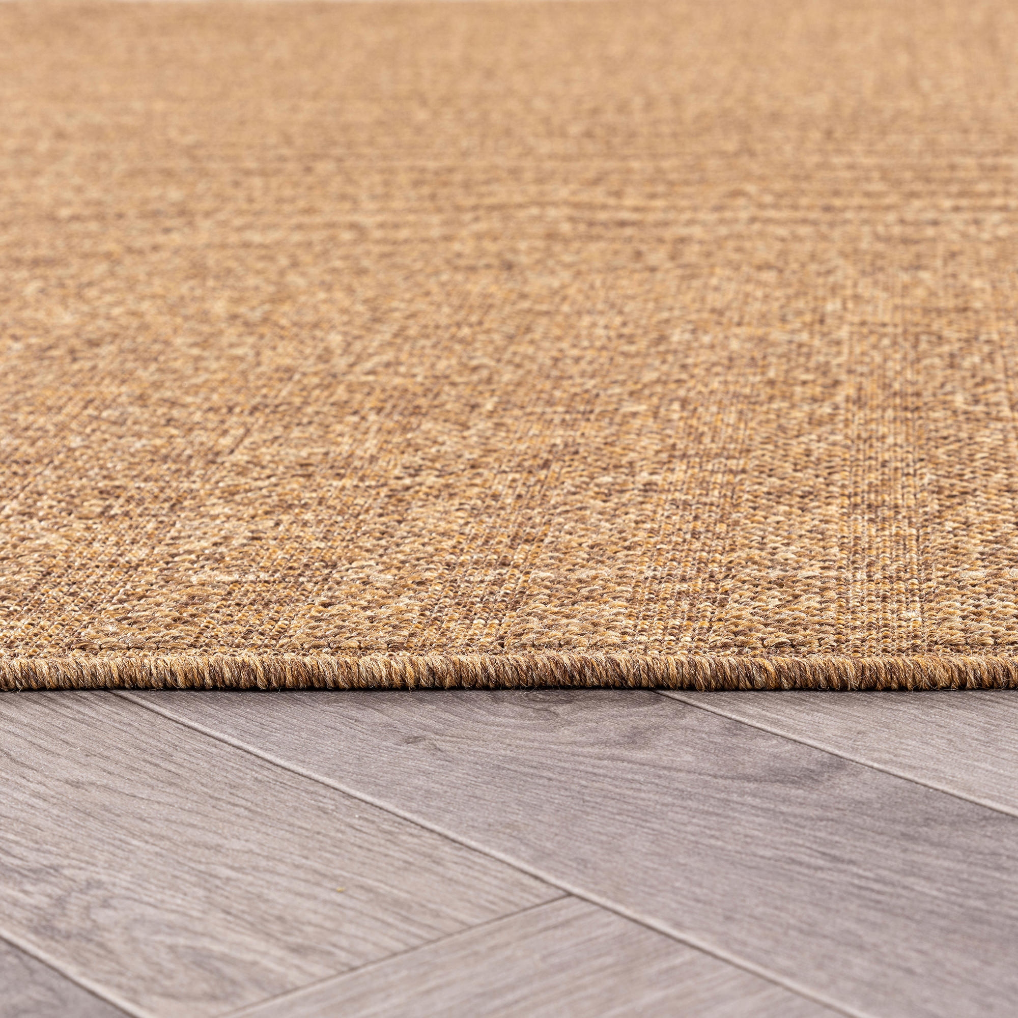 World Rug Gallery Geometric Indoor/Outdoor Flat Woven Area Rug - Natural Jute-Style, Easy-Care Patio Rug for Balcony Patio Deck