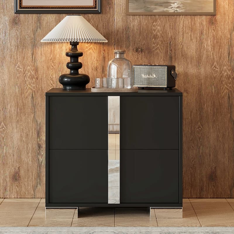 23.3" Elegant Nightstand Classic Bedside Storage with Metal Foot and 2 Drawers