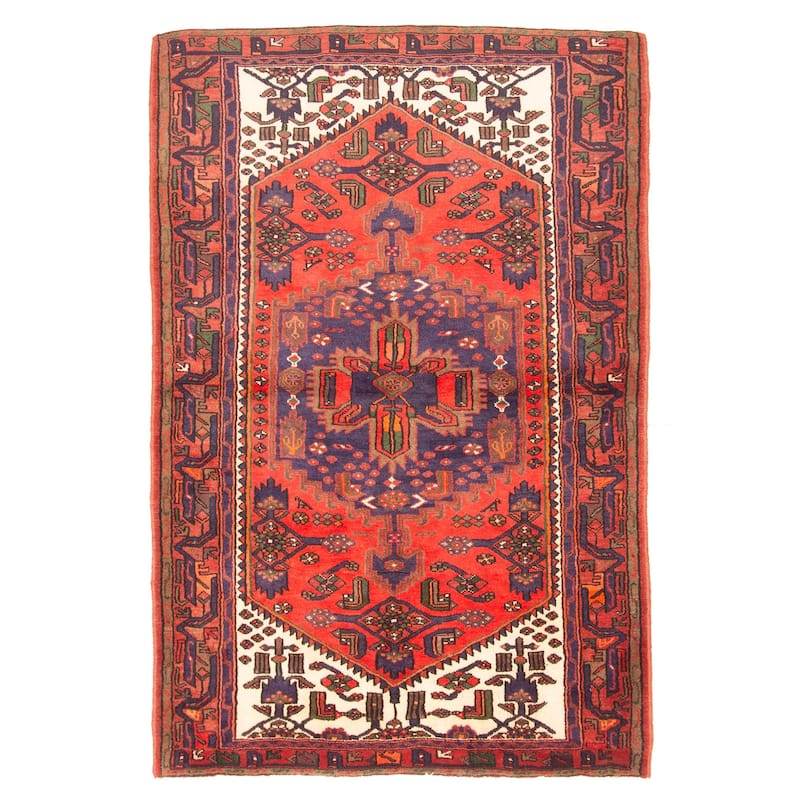 ECARPETGALLERY Hand-knotted Andelz Red Wool Rug - 4'5 x 6'9