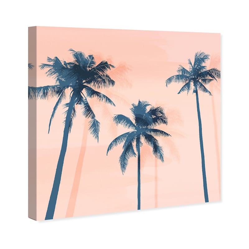 Wynwood Studio 'Palms in Tropical Square' Floral and Botanical Wall Art Canvas Print Trees - Orange, Blue