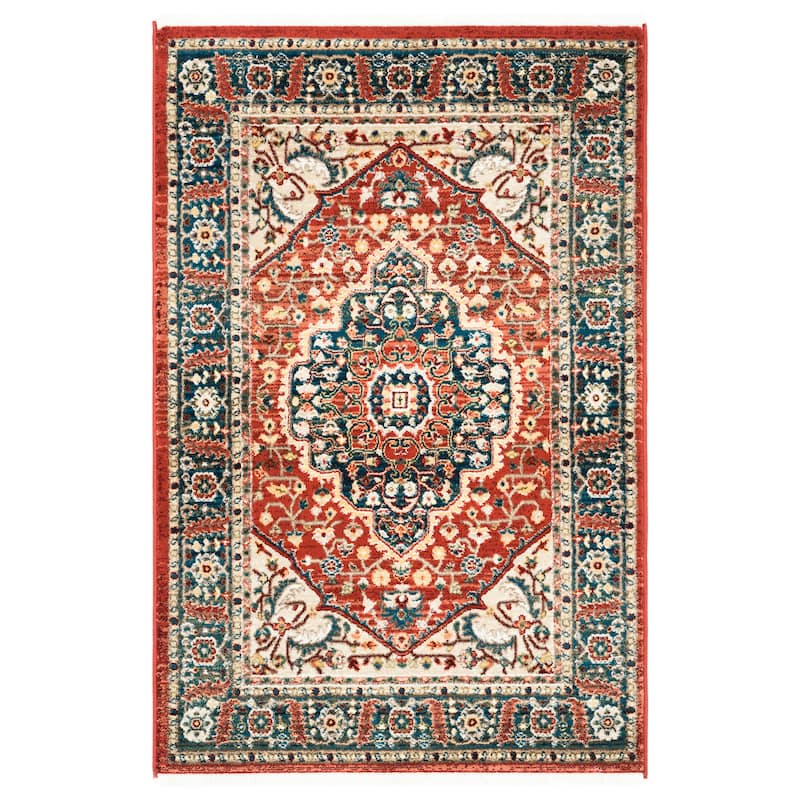 Lauren Ralph Lauren Chloe Traditional Medallion Rug Fringe - 3' x 5' - Red/Navy