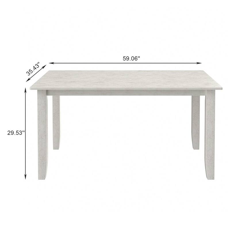 59 Inch Modern Wood Dining Table, Solid Wood Rectangular Dining Table for Kitchen