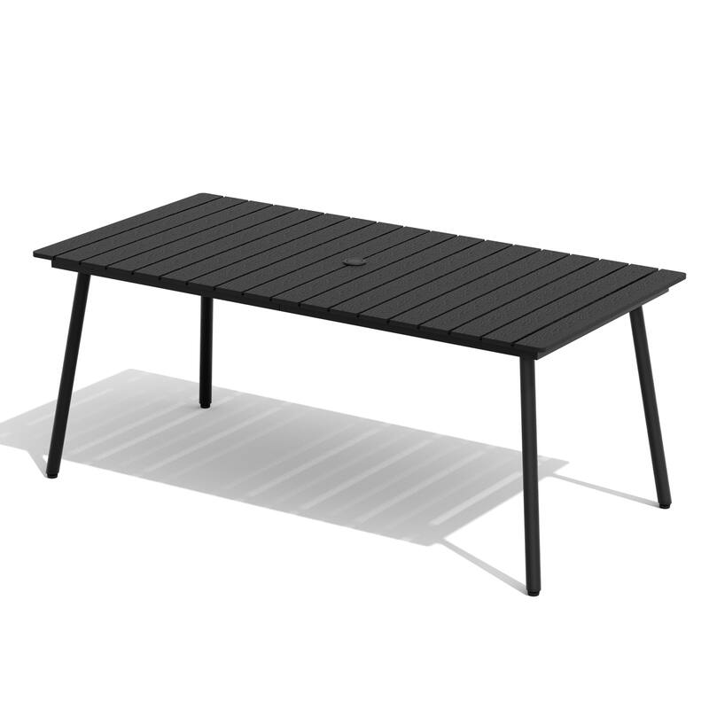 Pellebant Outdoor Aluminum Rectangular Dining Table - Black