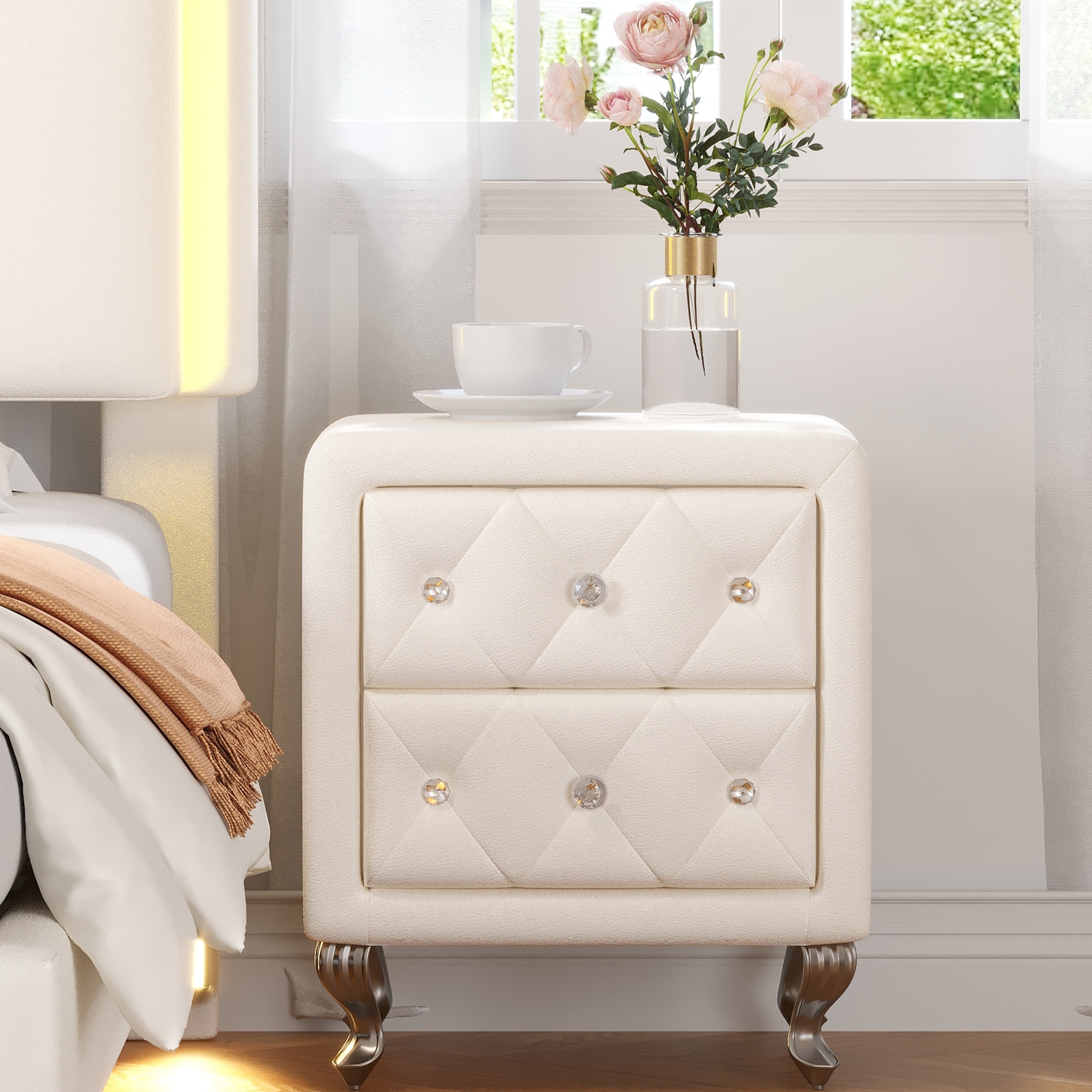 White Faux Leather Nightstands Bed Bath Beyond