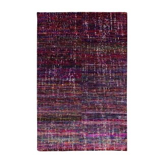 Shahbanu Rugs Dark Magenta Dense Weave Persian Knot Sari Silk with ...