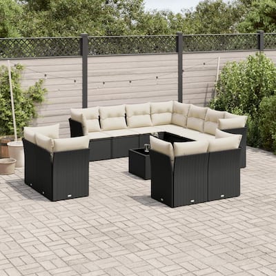 vidaXL Garden Sofa Set Black, Cream White - 21.7 x 21.7 x 14.6