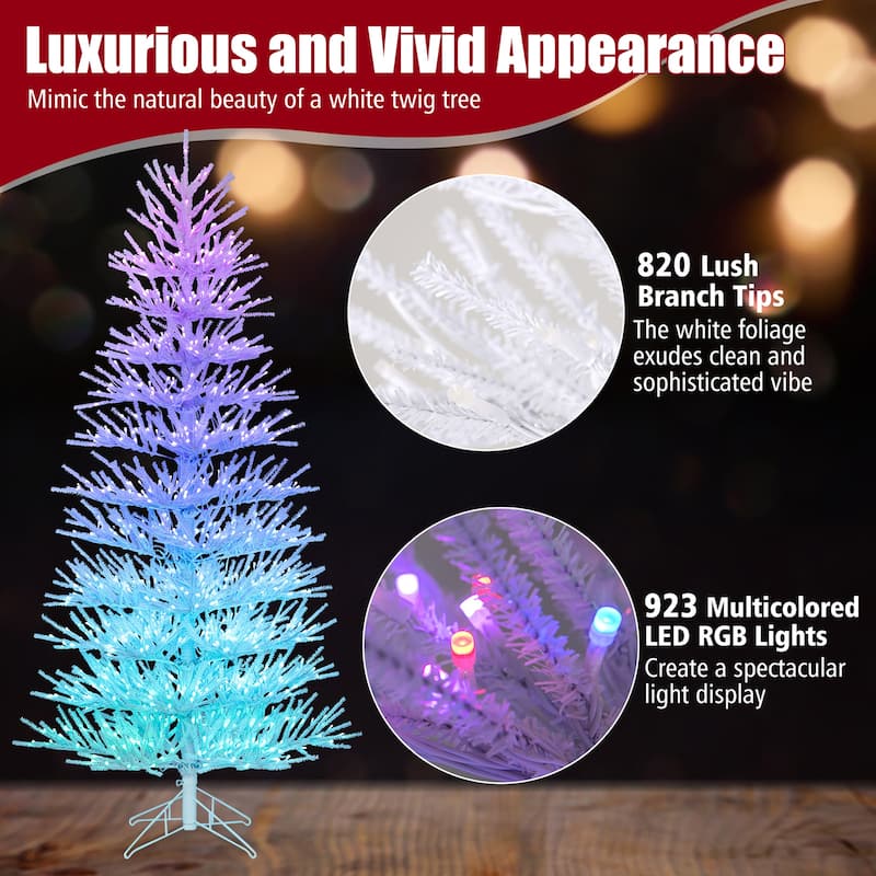Gymax 7 FT Artificial Xmas Tree Hinged Christmas Tree w/ 820 - Multi - See Details