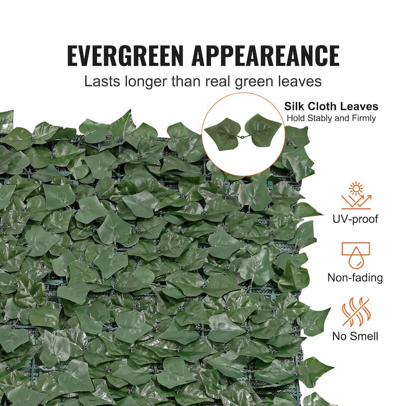 Green Silk Ivy Privacy Fence, PE Backed and UV-Resistant Decor