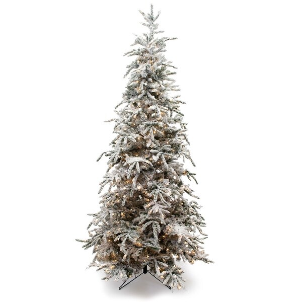 9 foot Snowy Flocked Pre lit Artificial Balsam Christmas Tree On