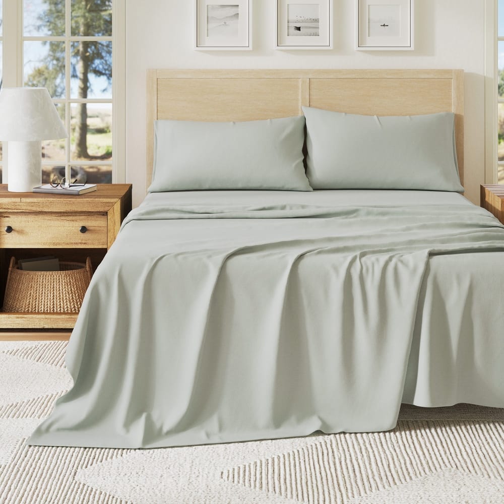 Linery & Co. Heathered Melange Cotton Jersey Knit Sheet Set