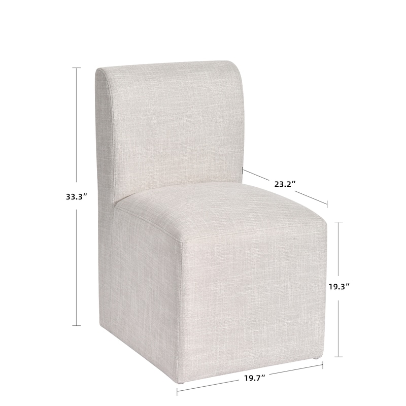 Modern 19" Seat Wide Upholstered Rolling Dining Chairs with Casters