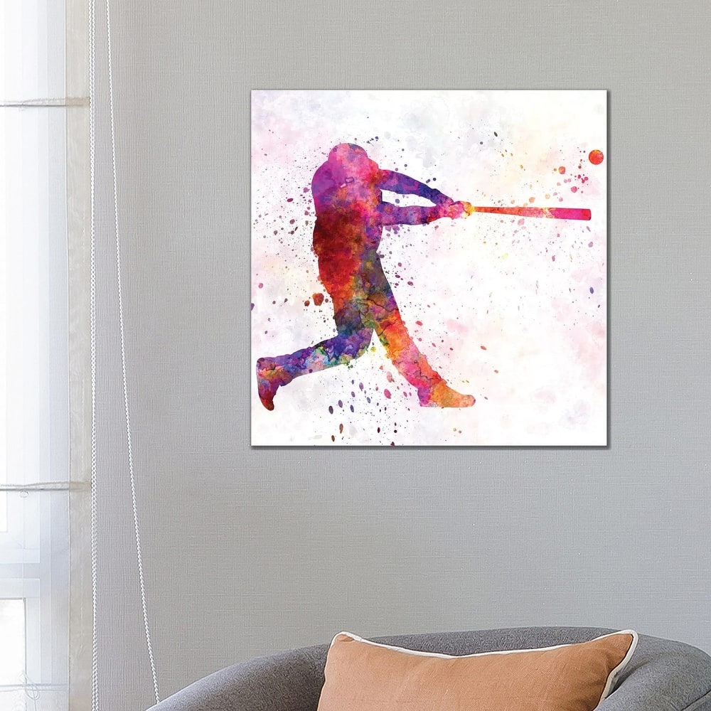 iCanvas "Baseball Player Hitting A Ball I" by Paul Rommer Canvas Print