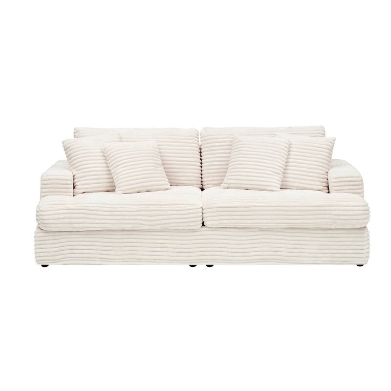 80" luxury corduroy three-seater sofa with 4 cushions