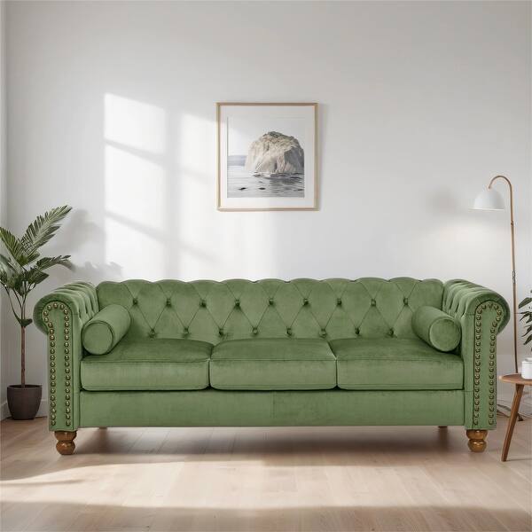 Large Sofa, Velvet Sofa Three-seat Settee Couch Furniture Tufted Back - On Sale - Bed Bath & Beyond