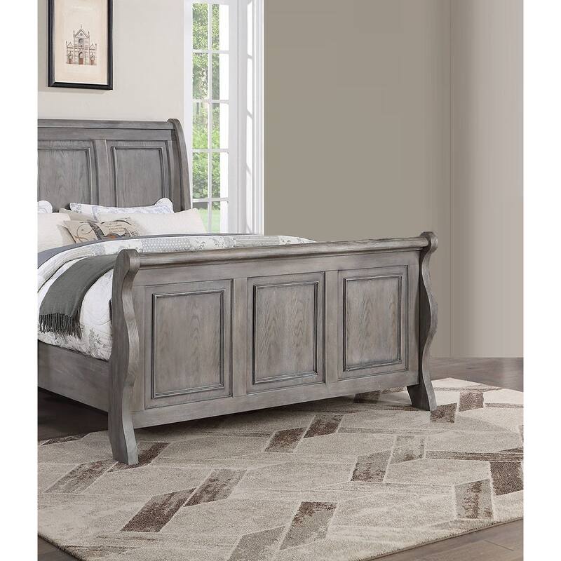 Traditional Style 1pc Bed Set 3-Panel headboard Light Gray Finish Bedroom Furniture