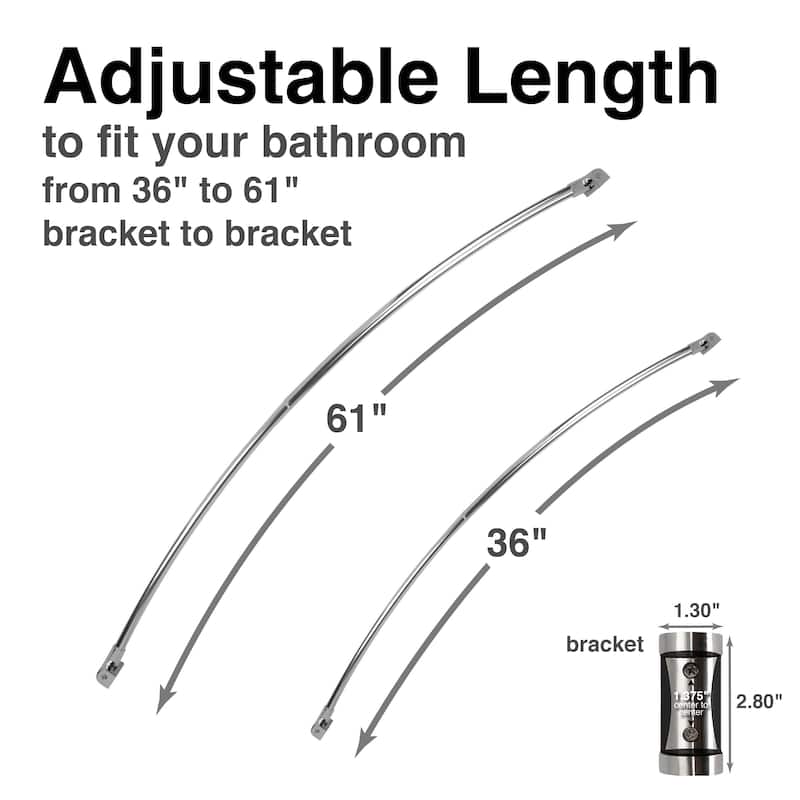 Curved Shower Curtain Rod Adjustable 36 to 61 inches by JS Jackson Supplies