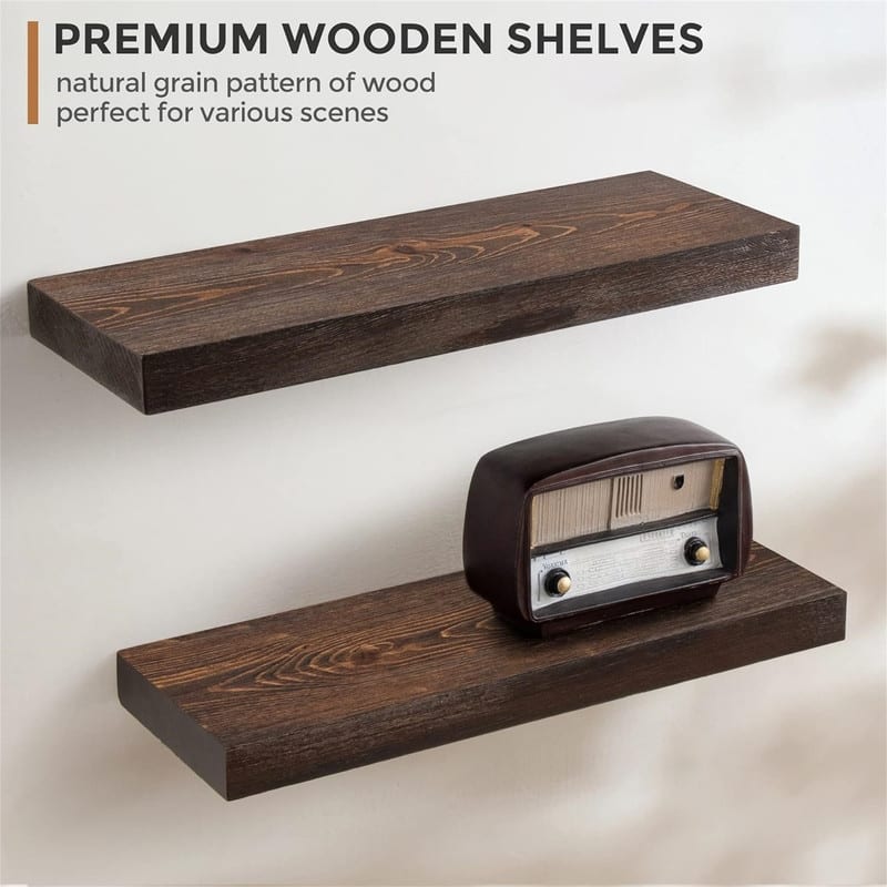 Floating Shelves Wall Mounted Set of 2 - 16"D x 5.7"W x 1.3"H