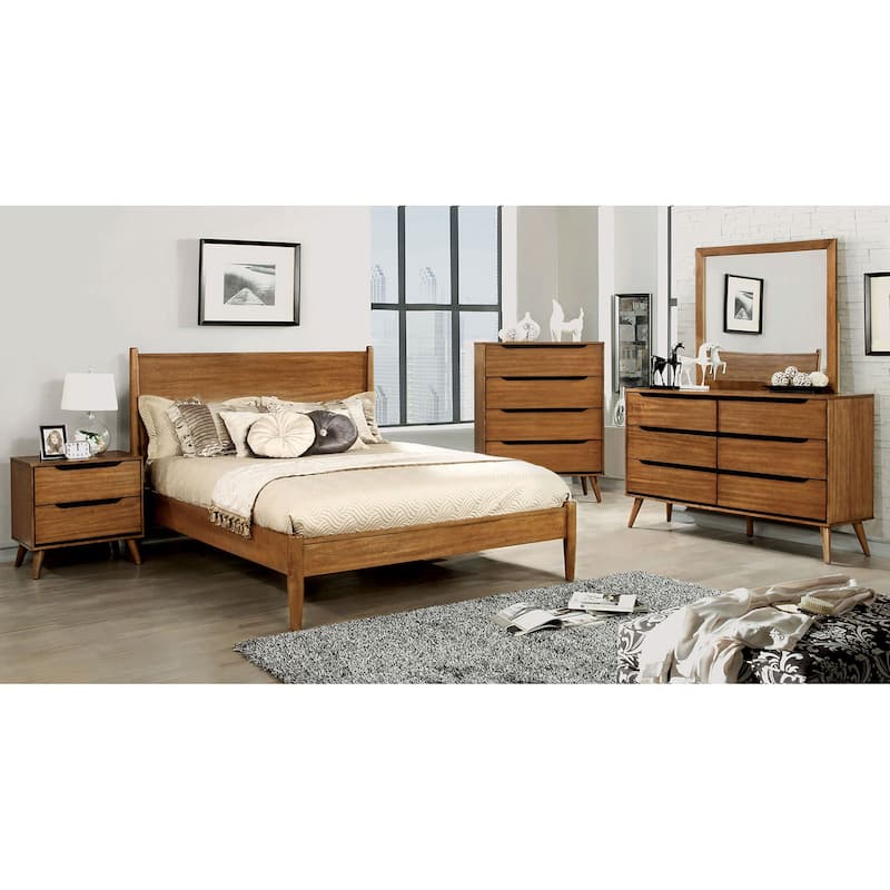 Wooden Platform Bed With Round Tapered Legs