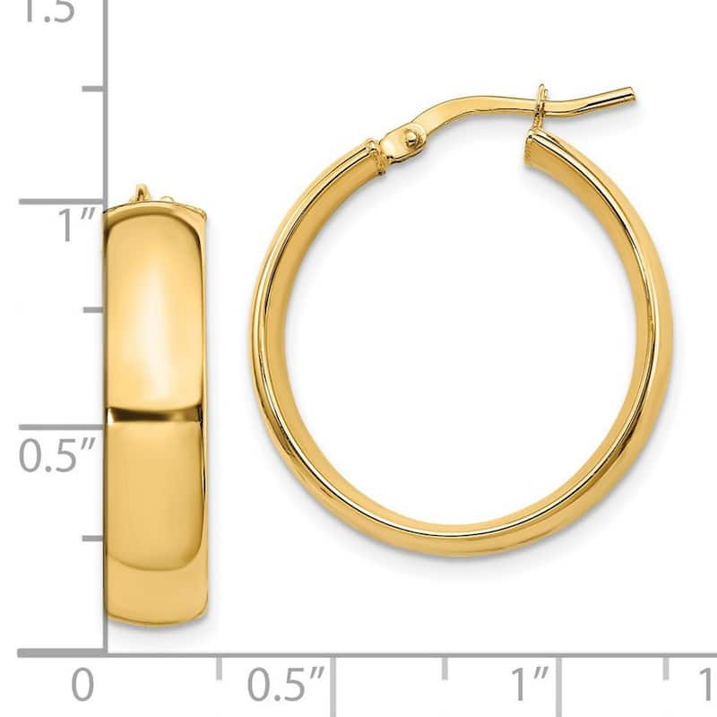 Curata 14k Yellow Gold High Polished 24x6mm Hoop Earrings