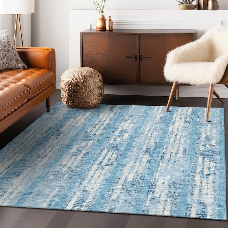 Machine Washable Indoor/ Outdoor Chantille Ombre Stripe Rug