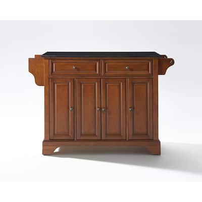 Full Size Kitchen Island Cart with Granite Top & Storage - Portable Kitchen Furniture